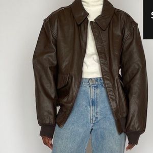 Vintage Brown Leather Bomber